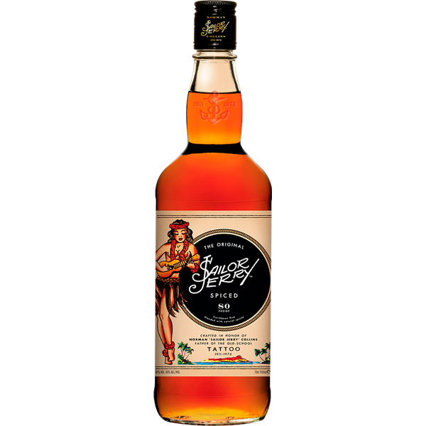 Sailor Jerry Spiced Rum rommi, lasipullo